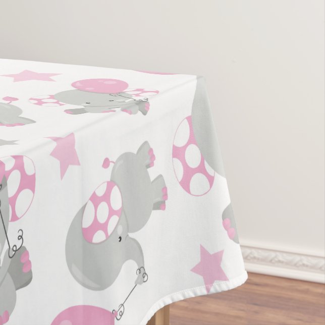 Elefantenmuster, Niedliche Elefanten - rosa grau Tischdecke (Beispiel)