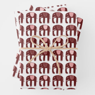 Elefantenmuster Niedliches schlichtes rosa Geschen Geschenkpapier Set