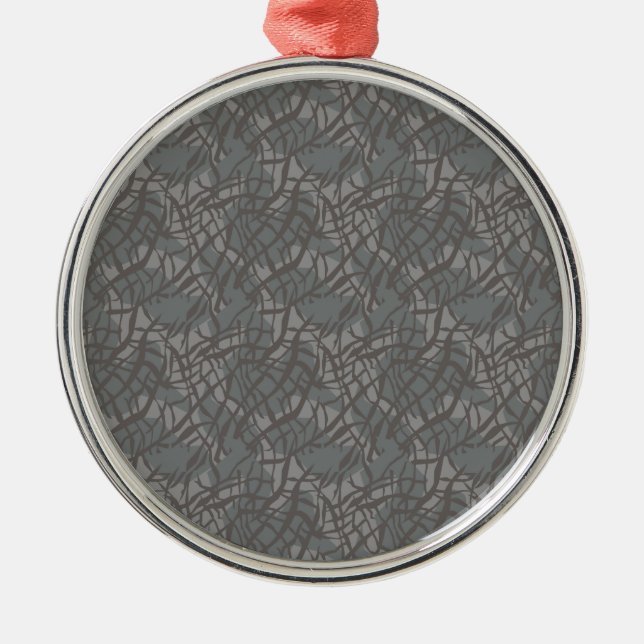 Elefantenmuster Silbernes Ornament (Vorne)