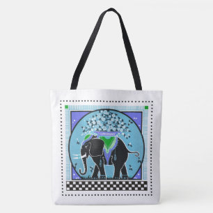 Elefantenparade in Aqua Tasche
