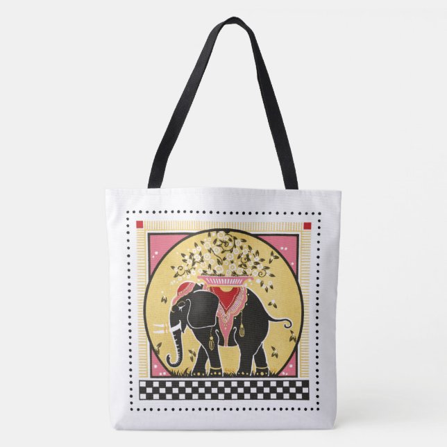 Elefantenparade in Gelb Tasche (Vorderseite)