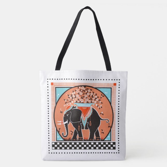 Elefantenparade in Orange Tasche (Vorderseite)
