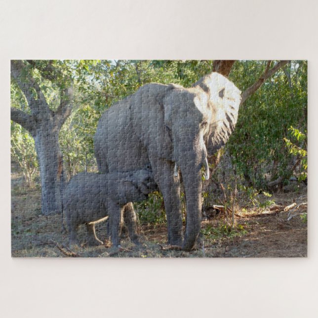 Elefantenpuzzle und Mama 20 x 30 Jigsaw (Horizontal)