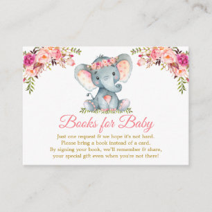 Elefantenrosa Blumenbücher für Babydusche Gold Begleitkarte