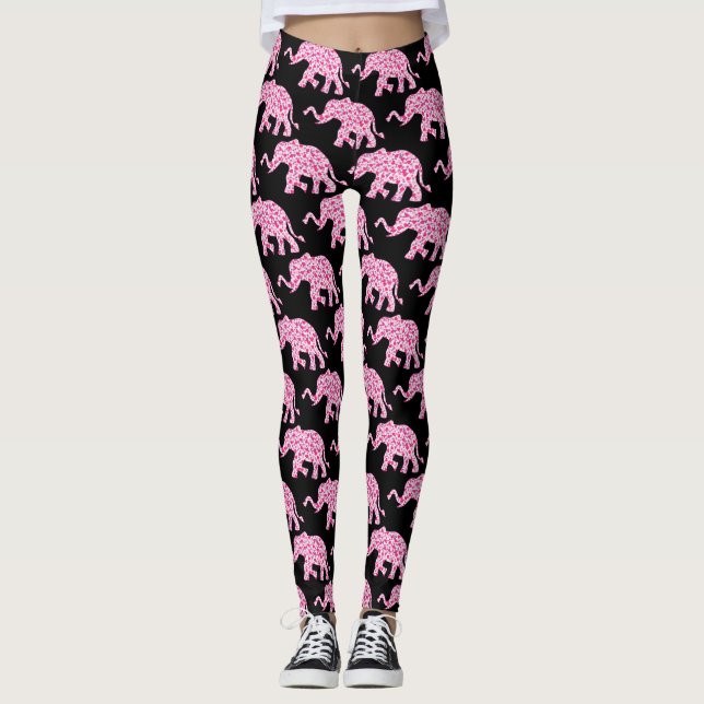 Elefantenrosa Herzen der Liebe Leggings (Vorderseite)