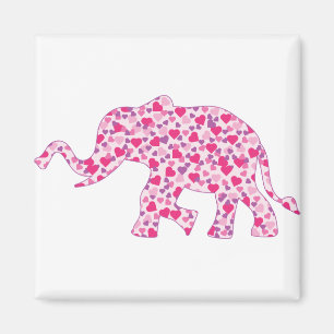 Elefantenrosa und Lila Herzen Magnet