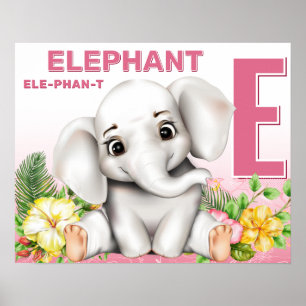 Elefantensafari-Alphabet-Tabelle Poster