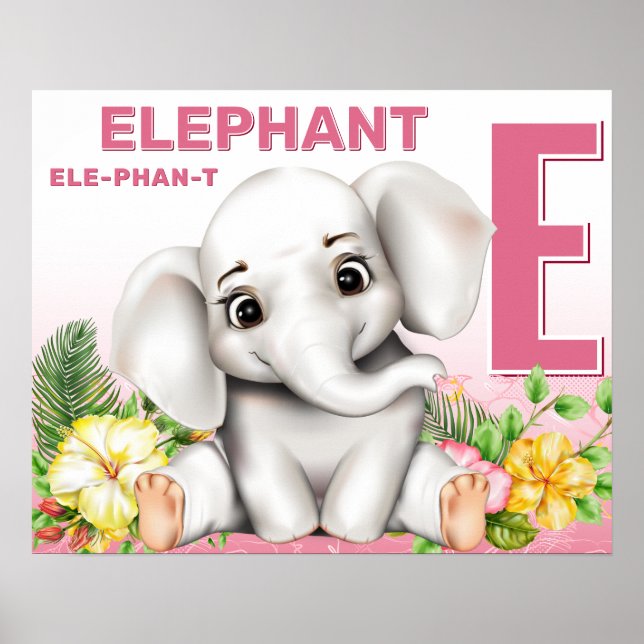 Elefantensafari-Alphabet-Tabelle Poster (Vorne)
