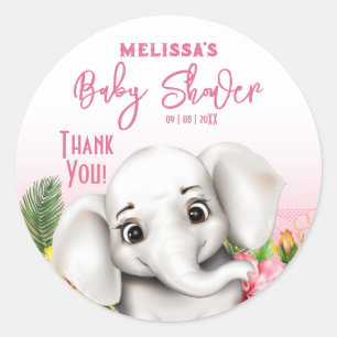 Elefantensafari Tropischer Dschungel Babyparty Runder Aufkleber