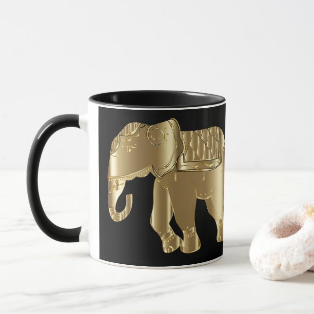 Elefantenschwarz und Goldbarsch-Tasse Tasse (Mit Donut)