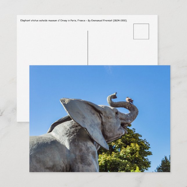 Elefantenstatue außerhalb des Museums d'Orsay in P Postkarte (Vorne/Hinten)