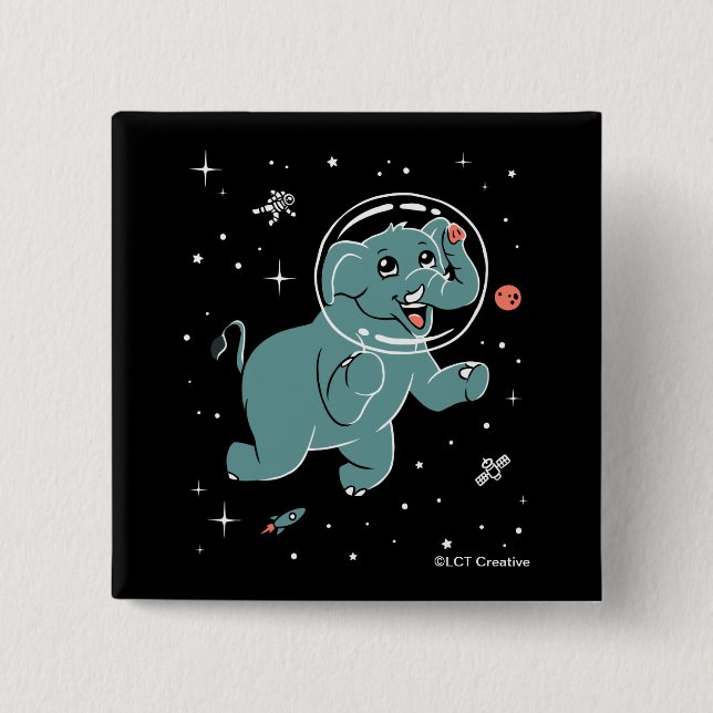 Elefantentiere im Weltraum Button (Vorderseite)