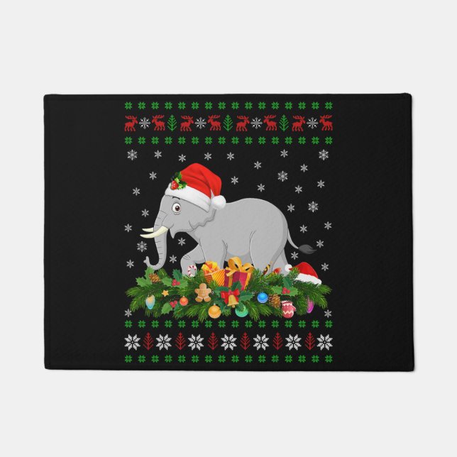 Elefantentierliebhaber Weihnachtsmannmütze hässlic Fußmatte (Vorderseite)