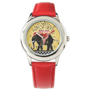 Elefantenumzug in Gelb Armbanduhr