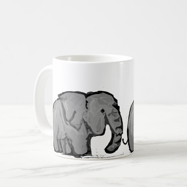Elefantenumzug Kaffeetasse (Vorderseite Links)