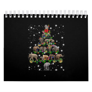 Elefantenweihnachtsbaum mit leuchtendem Licht Kalender