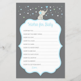 Elefantenwünsche für Babykarten, Baby Shower Game Flyer