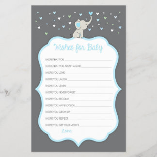 Elefantenwünsche für Babykarten, Baby Shower Game Flyer