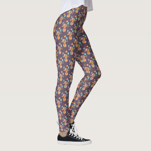 Elefantenzirkus Aquarellkunst Leggings (Rechts)