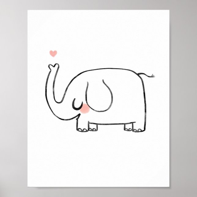 Elefantes Kinderzimmer niedliche Wandkunst Herz Poster (Vorne)