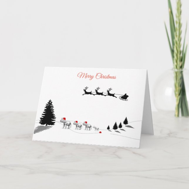Elefantfamilienkarte der frohen Weihnachten (Vorderseite)
