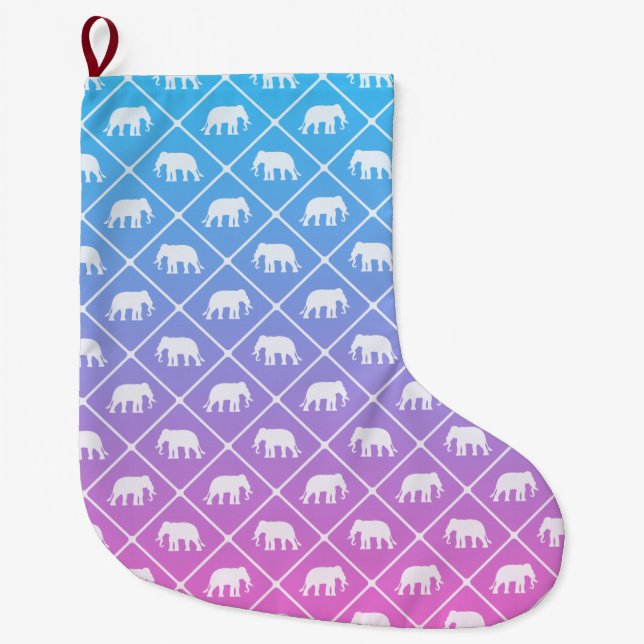 Elefantmuster auf dem Blau, zum von Steigung Großer Weihnachtsstrumpf (Vorderseite)