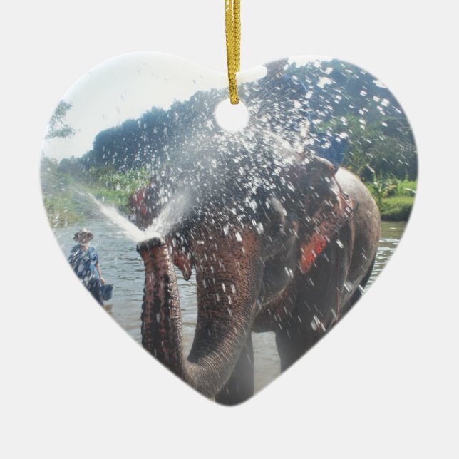 Elefantsprühwasser Keramikornament (Vorne)