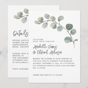 Elegan Mariage eucalyptus détails, invitation chic