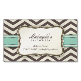 Elegan modernes Brown Zickzack Muster, Grün u. Magnetische Visitenkarte