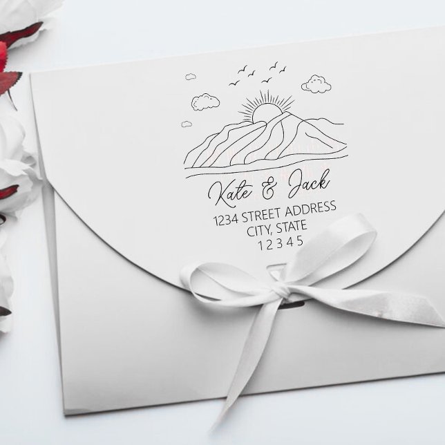 Elegan Mountains Wedding Rücksendeadresse Gummistempel (Von Creator hochgeladen)