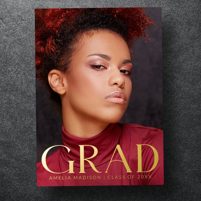 EleganBold Classy Grad Foto Announcement Card Folieneinladung (Von Creator hochgeladen)