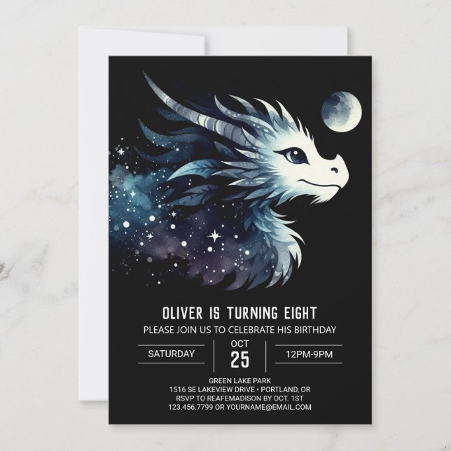 EleganBold Dragon Birthday Einladung (Vorderseite)