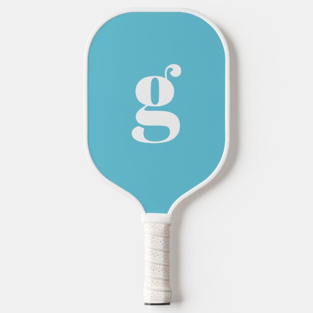 EleganBold Mit Monogramm Initial Medium Turquoise Pickleball Schläger (Vorderseite)