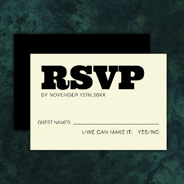 EleganBold UAWG Typografy Black Ecru Wedding RSVP Karte