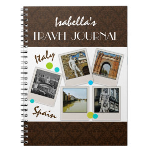 Eleganbraun Damask Travel Journal und Fotos Notizblock