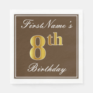 Eleganbraun, Imitate Gold 8. Geburtstag; Individue Serviette