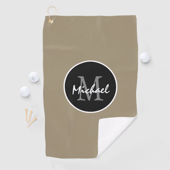 Eleganbraun, Personalisierte Monogram Mens Golfhandtuch (Insitu)