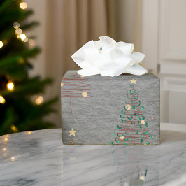 Eleganbraun und grüne Weihnachtsbaumen Steel Gray Geschenkpapier
