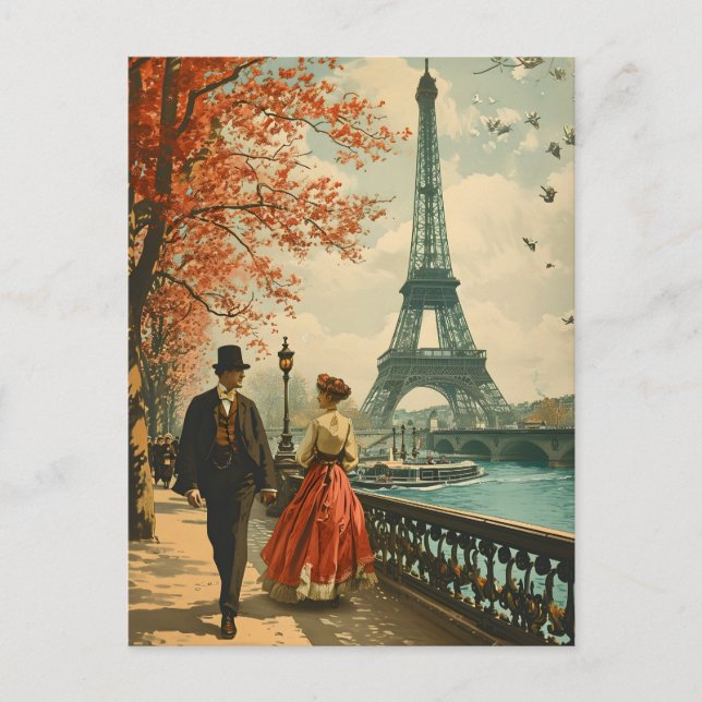 Elégance à Paris : Carte postale Vintage (Devant)