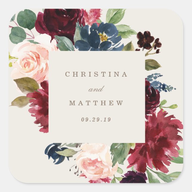 Élégance Automne Mariage Favor Sticker Balise (Devant)