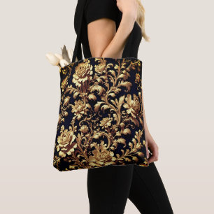 Elégance baroque : Sac fourre-tout Floral Noir & O