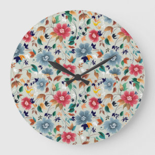 Elegance Blooms: Vintager Hintergrund Große Wanduhr