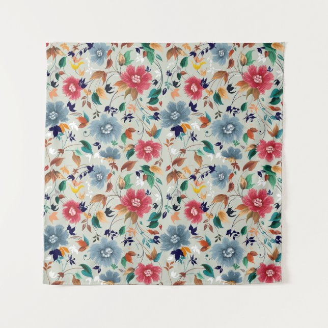 Elegance Blooms: Vintager Hintergrund Wandteppich (Vorderseite)