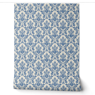 ELEGANCE Blue Damask Nahtloses Muster Tapete