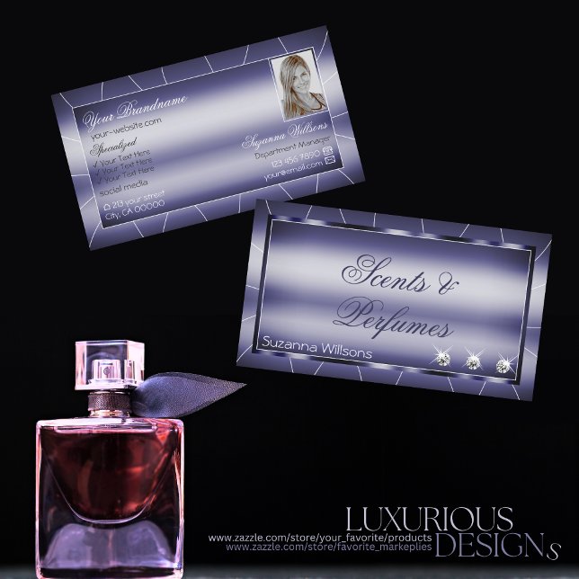 Elegance Blue Stilvoll mit Imitate Diamonds and Fo Visitenkarte (Von Creator hochgeladen)