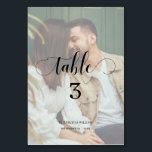 Elegance Calligraphy Script verblichenes Foto Hoch Tischnummer<br><div class="desc">Modernes und elegantes Design bedruckt Elegance Script Moderne Faded Foto Wedding Tischnummer, die mit Ihrem Text angepasst werden kann und fügen Sie jede Tischnummer Karte zu Ihrem Warenkorb, eins nach dem anderen. Bitte klicken Sie auf den Button "Anpassen" und verwenden Sie unser Designwerkzeug, um diese Vorlage zu ändern. Karo im...</div>