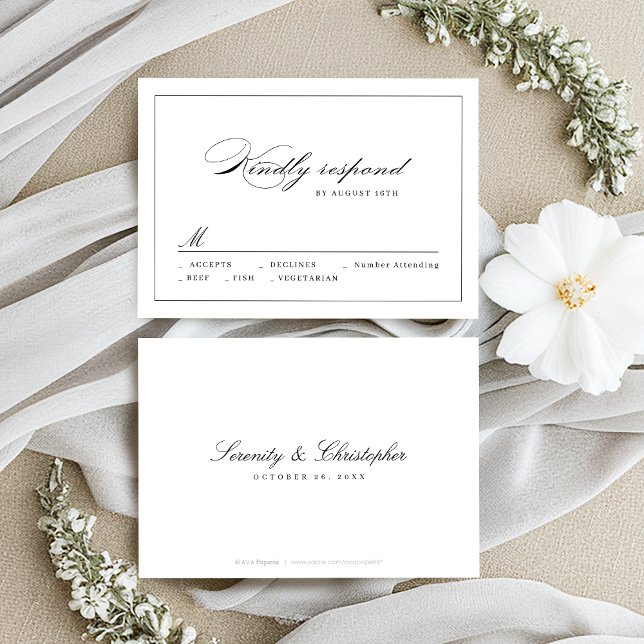 Élégance classique Script Mariage simple RSVP (Classic Elegance Script Simple wedding RSVP)