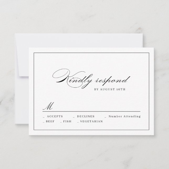 Élégance classique Script Mariage simple RSVP (Devant)