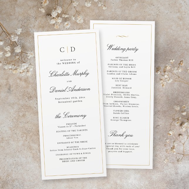 Élégance classique Script Monogramme Programme de  (Classic Elegance Script Monogram Wedding Program)