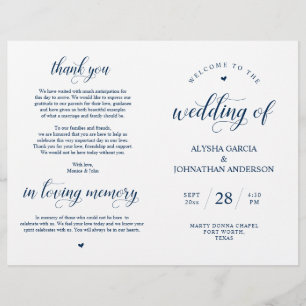 Elegance Classy Mariage Ceremony Programme pliable